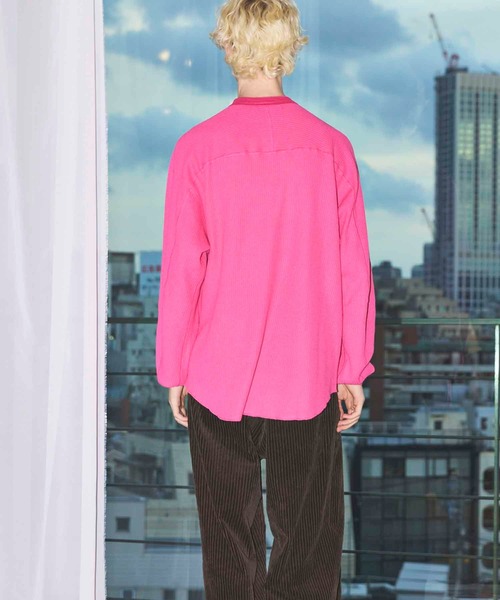 MAISON SPECIAL(メゾンスペシャル)の「《UNISEX》Prime-Over Henry Neck Long Sleeve Waffle T-Shirt/プライムオーバーヘンリーネックロングスリーブワッフルTシャツ【MAISON SPECIAL/メゾンスペシャル】(Tシャツ/カットソー・メンズ・ピンク/アイボリー/ブラック・1/2/0)」の12枚目の写真