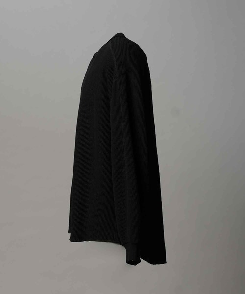 MAISON SPECIAL(メゾンスペシャル)の「《UNISEX》Prime-Over Henry Neck Long Sleeve Waffle T-Shirt/プライムオーバーヘンリーネックロングスリーブワッフルTシャツ【MAISON SPECIAL/メゾンスペシャル】(Tシャツ/カットソー・メンズ・ピンク/アイボリー/ブラック・1/2/0)」の9枚目の写真
