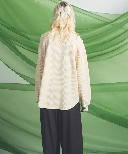 MAISON SPECIAL(メゾンスペシャル)の「《UNISEX》Prime-Over Henry Neck Long Sleeve Waffle T-Shirt/プライムオーバーヘンリーネックロングスリーブワッフルTシャツ【MAISON SPECIAL/メゾンスペシャル】(Tシャツ/カットソー・メンズ・ピンク/アイボリー/ブラック・1/2/0)」の21枚目の写真