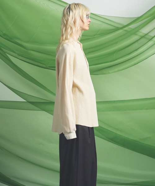 MAISON SPECIAL(メゾンスペシャル)の「《UNISEX》Prime-Over Henry Neck Long Sleeve Waffle T-Shirt/プライムオーバーヘンリーネックロングスリーブワッフルTシャツ【MAISON SPECIAL/メゾンスペシャル】(Tシャツ/カットソー・メンズ・ピンク/アイボリー/ブラック・1/2/0)」の20枚目の写真