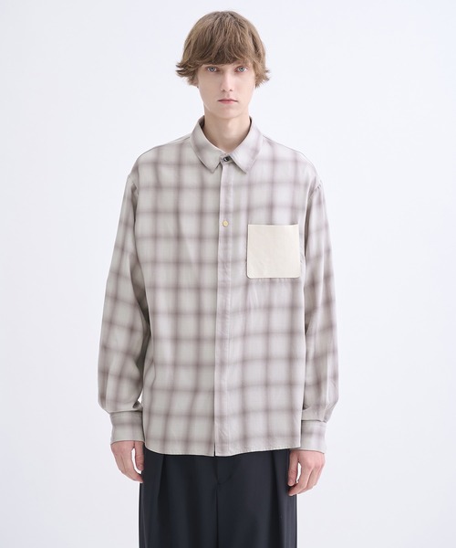 CULLNI（クルニ）の「【CULLNI】別注 Leather Pocket Check L/S Shirts（シャツ/ブラウス・メンズ・グレー/ブラック・1/2）」の15枚目の写真