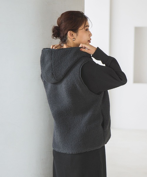 リバーシブルキルトボアベスト（ベスト）｜studio CLIP（スタディオ