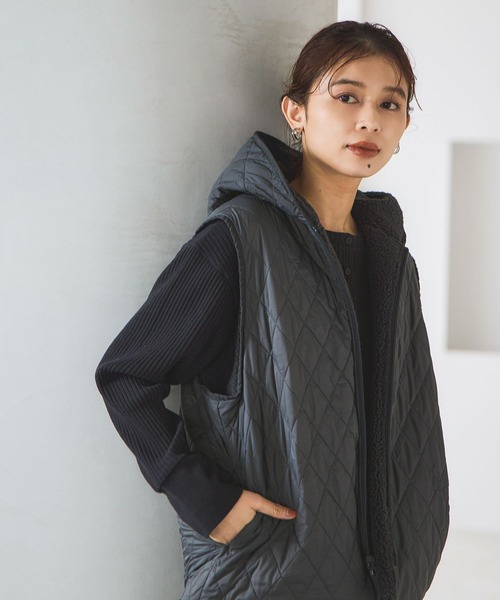 リバーシブルキルトボアベスト（ベスト）｜studio CLIP（スタディオ