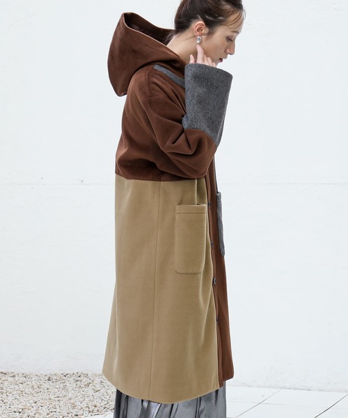 n'OrLABEL(ノアールレーベル)の「『配色メルトンコート』(その他アウター・レディース・ブラウン/ブラック・1/2)」の3枚目の写真