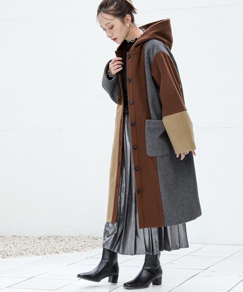 n'OrLABEL(ノアールレーベル)の「『配色メルトンコート』(その他アウター・レディース・ブラウン/ブラック・1/2)」の6枚目の写真