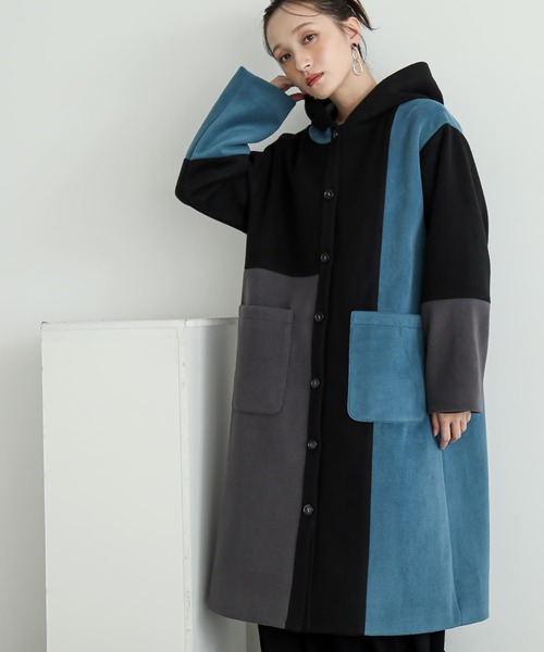n'OrLABEL(ノアールレーベル)の「『配色メルトンコート』(その他アウター・レディース・ブラウン/ブラック・1/2)」の8枚目の写真