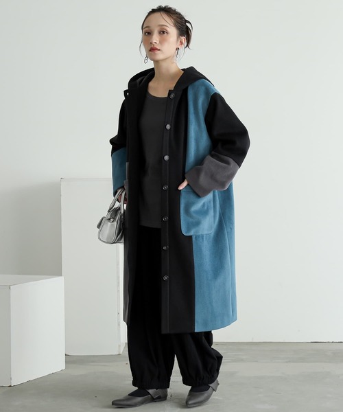 n'OrLABEL(ノアールレーベル)の「『配色メルトンコート』(その他アウター・レディース・ブラウン/ブラック・1/2)」の10枚目の写真