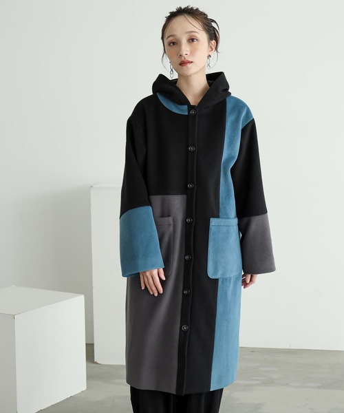 n'OrLABEL(ノアールレーベル)の「『配色メルトンコート』(その他アウター・レディース・ブラウン/ブラック・1/2)」の11枚目の写真