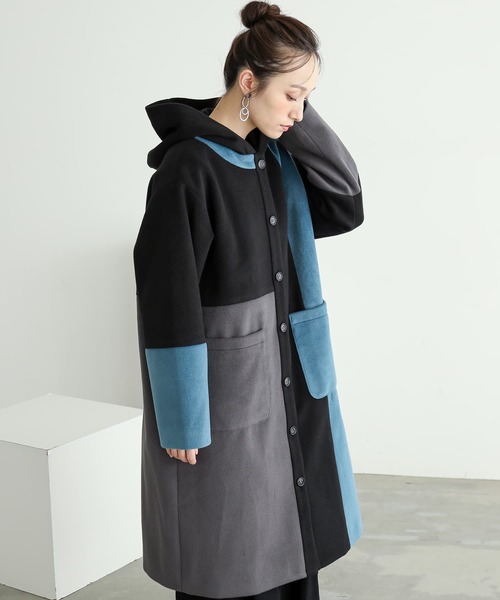 n'OrLABEL(ノアールレーベル)の「『配色メルトンコート』(その他アウター・レディース・ブラウン/ブラック・1/2)」の9枚目の写真
