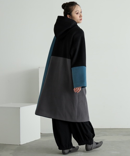 n'OrLABEL(ノアールレーベル)の「『配色メルトンコート』(その他アウター・レディース・ブラウン/ブラック・1/2)」の12枚目の写真