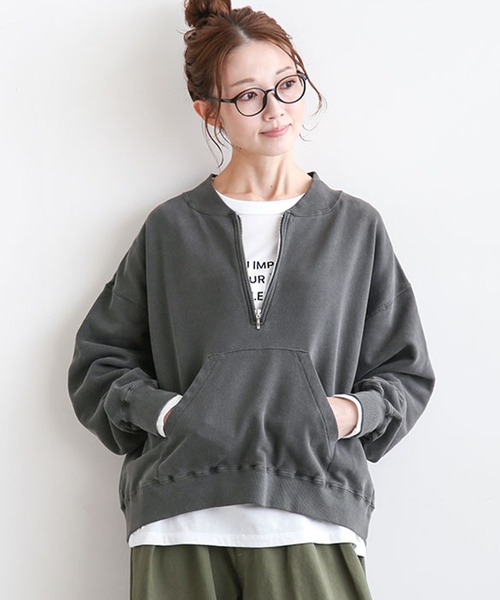 SOLAMONAT(ソラモナ) ピグメントスウェットハーフジッフプルオーバー ピグメントスウェットハーフジッププルオーバー（スウェット