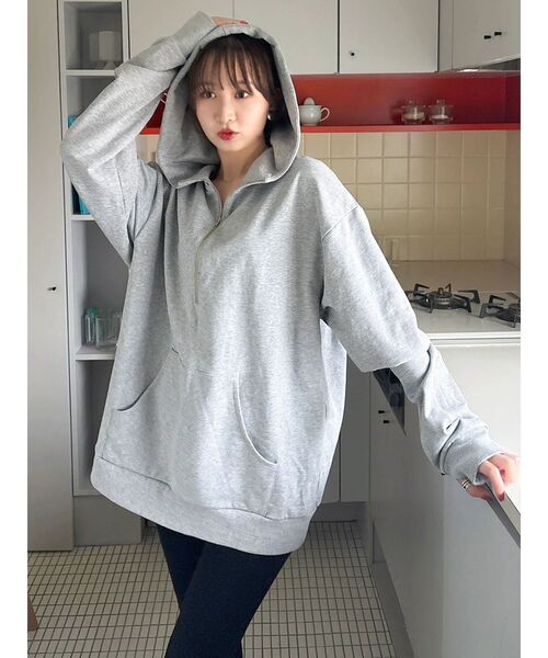 dazzlin（ダズリン）の「【吉田朱里】ストーンアートハーフジップフーディ（パーカー・レディース・ピンク/グレー/ブラック・FREE）」の22枚目の写真