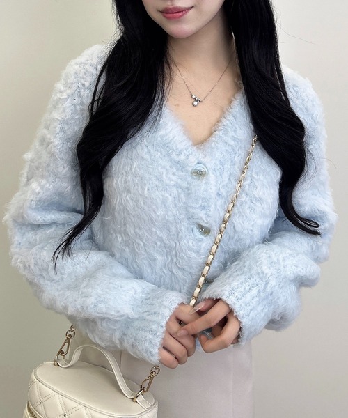 INGNI(イング)の「2Wayシャギーニットカーディガン(ニット/セーター・レディース・アイボリー/サックスブルー/チャコールグレー/ピンク/ボルドー・M)」の18枚目の写真