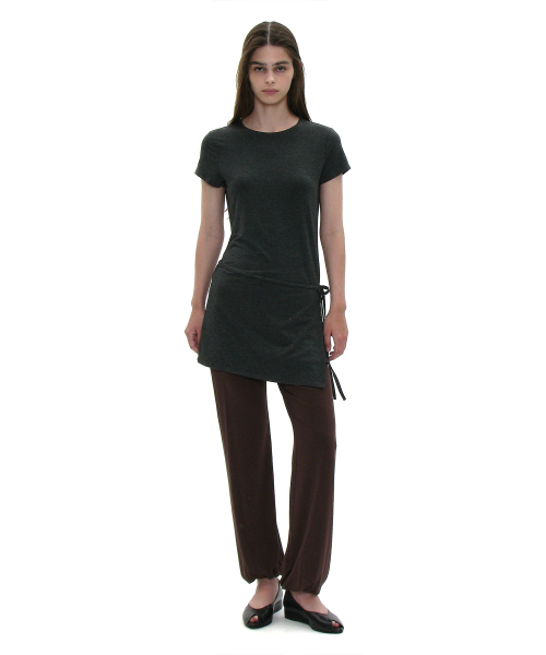 PARTIMENTO WOMEN(パルティメントウィメン)の「PWC マルチウェイラップスカートレイヤードトップ_チャコールメランジ(Tシャツ/カットソー・レディース・その他・SMALL/MEDIUM/LARGE)」の4枚目の写真