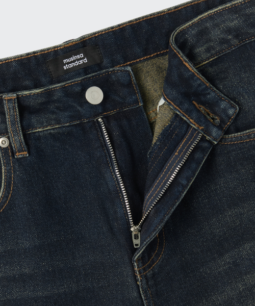 MUSINSA STANDARD（ムシンサスタンダード）の「ルーズフレアデニムパンツ[ダークブルー]（デニムパンツ・メンズ・その他・40/38/42/36/34/32/30/31/33/26/27/28/29）」の4枚目の写真