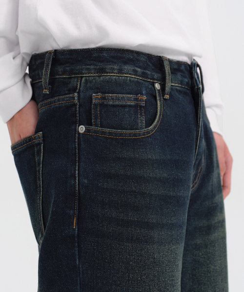 MUSINSA STANDARD（ムシンサスタンダード）の「ルーズフレアデニムパンツ[ダークブルー]（デニムパンツ・メンズ・その他・40/38/42/36/34/32/30/31/33/26/27/28/29）」の5枚目の写真