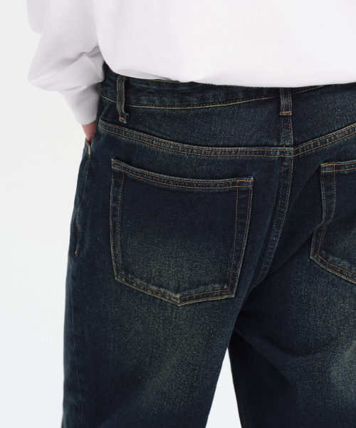 MUSINSA STANDARD（ムシンサスタンダード）の「ルーズフレアデニムパンツ[ダークブルー]（デニムパンツ・メンズ・その他・40/38/42/36/34/32/30/31/33/26/27/28/29）」の6枚目の写真