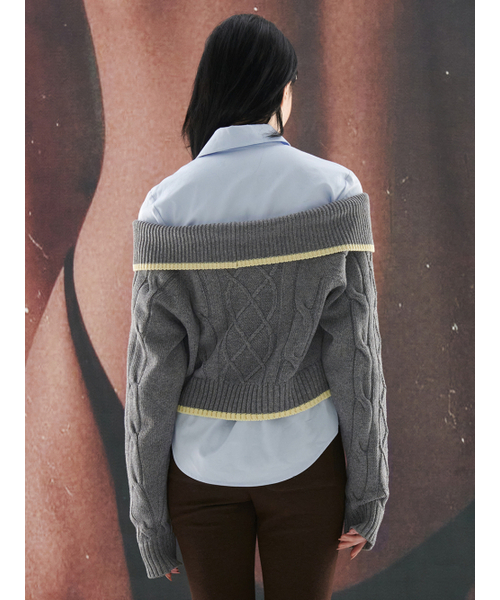 Kijun(キジュン)の「Off-Shoulder Cable Knit Grey(ニット/セーター・レディース・その他・MEDIUM/SMALL)」の2枚目の写真