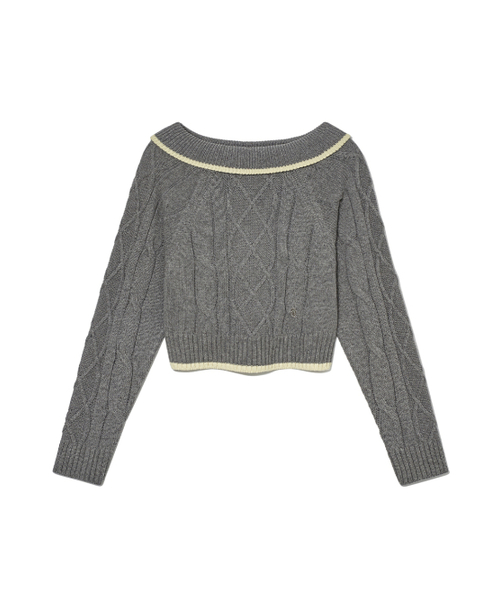 Kijun(キジュン)の「Off-Shoulder Cable Knit Grey(ニット/セーター・レディース・その他・MEDIUM/SMALL)」の5枚目の写真