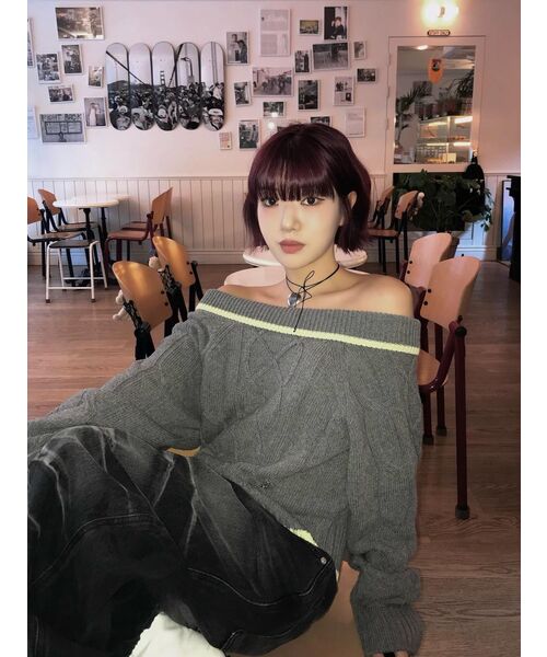 Kijun(キジュン)の「Off-Shoulder Cable Knit Grey(ニット/セーター・レディース・その他・MEDIUM/SMALL)」の6枚目の写真
