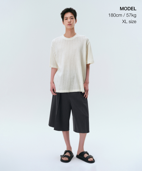MUSINSA STANDARD（ムシンサスタンダード）の「リラックスドクロシェニットTシャツ[アイボリー]（Tシャツ/カットソー・メンズ・その他・SMALL/MEDIUM/LARGE/X-LARGE/XX-LARGE）」の2枚目の写真
