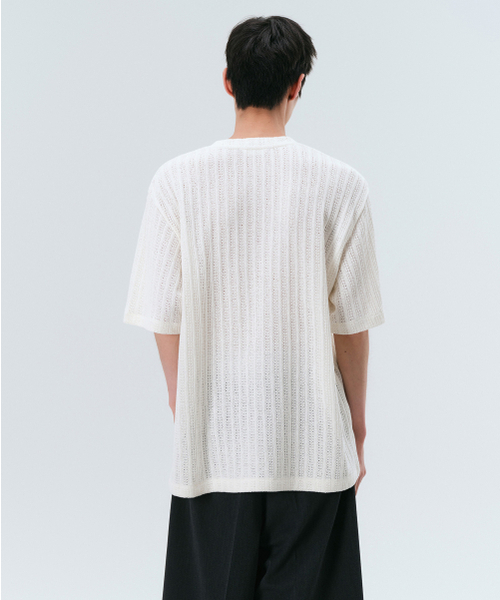 MUSINSA STANDARD（ムシンサスタンダード）の「リラックスドクロシェニットTシャツ[アイボリー]（Tシャツ/カットソー・メンズ・その他・SMALL/MEDIUM/LARGE/X-LARGE/XX-LARGE）」の3枚目の写真