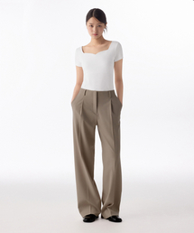 MUSINSA STANDARD WOMAN（ムシンサスタンダードウーマン）の「WOMENS WAISTBANDLESS WIDE SLACKS_DUSTY BEIGE（スラックス）」