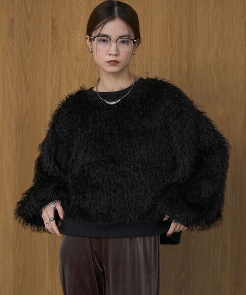 kivi（キヴィ）の「シャギーボアプルオーバー（Tシャツ/カットソー・レディース・ベージュ/ブラック/ライトブルー・FREE）」の2枚目の写真