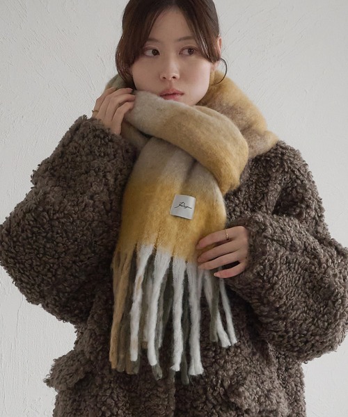 ネームタグ付きチェック柄マフラー（ストール/ショール）｜raffime