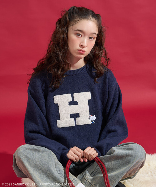SANRIO/サンリオ 「HELLO KITTY」 サガラ刺繍 イニシャル ニット