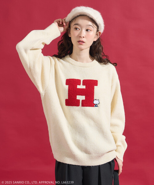 FREAK'S STORE(フリークスストア)の「SANRIO/サンリオ 「HELLO KITTY」 サガラ刺繍 イニシャル ニット(ニット/セーター・レディース・ネイビー/レッド/ホワイト・FREE)」の11枚目の写真