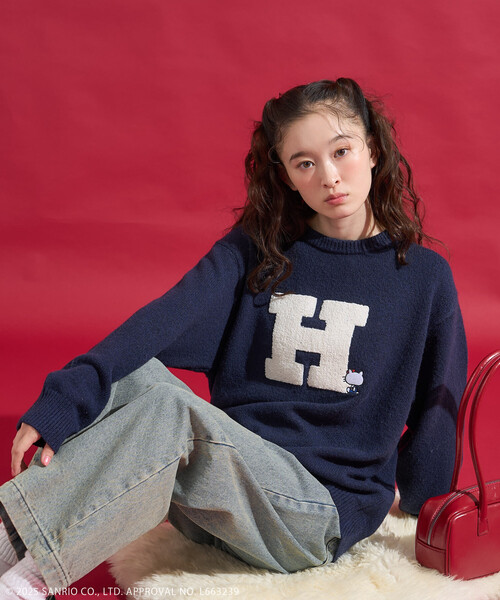 SANRIO/サンリオ 「HELLO KITTY」 サガラ刺繍 イニシャル ニット