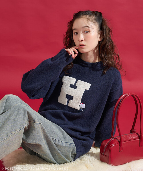 SANRIO/サンリオ 「HELLO KITTY」 サガラ刺繍 イニシャル ニット