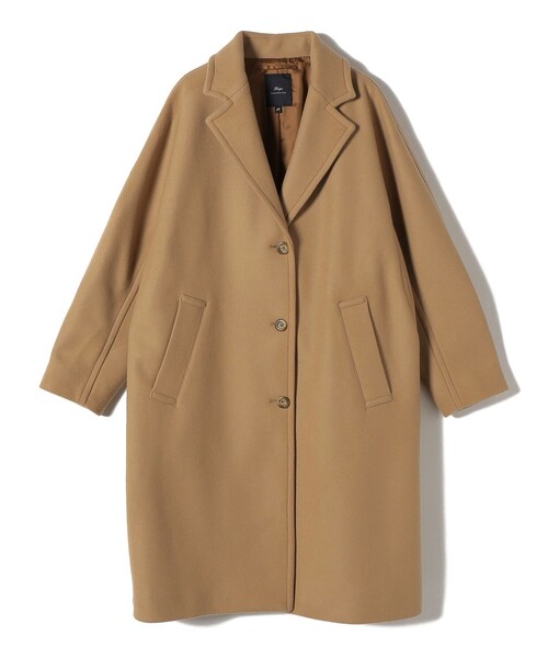 SHIPS チェスターコート SHIPS Primary Navy Label:ウール メルトン シングル チェスター