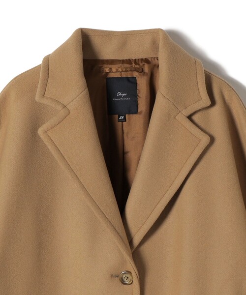 SHIPS Primary Navy Label:ウール メルトン シングル チェスター