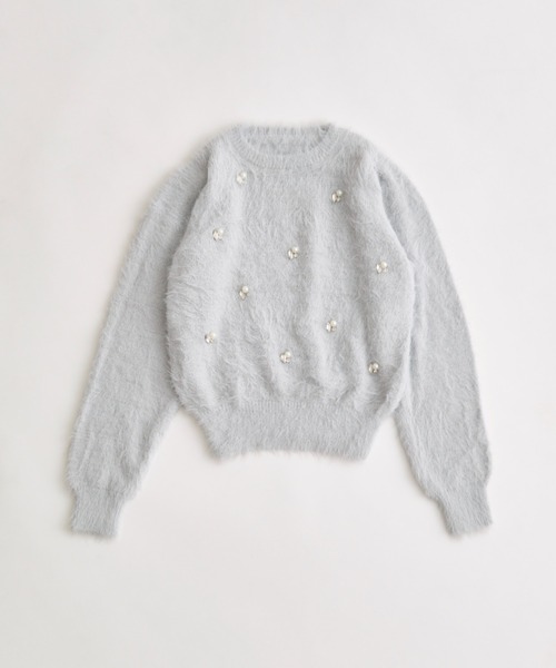 OLIVE des OLIVE（オリーブデオリーブ）の「フェザートップス（ニット/セーター・レディース・オフホワイト/グレー/サックスブルー/ピンク・FREE）」の5枚目の写真