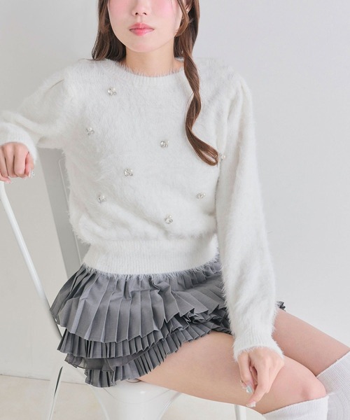 OLIVE des OLIVE（オリーブデオリーブ）の「フェザートップス（ニット/セーター・レディース・オフホワイト/グレー/サックスブルー/ピンク・FREE）」の9枚目の写真