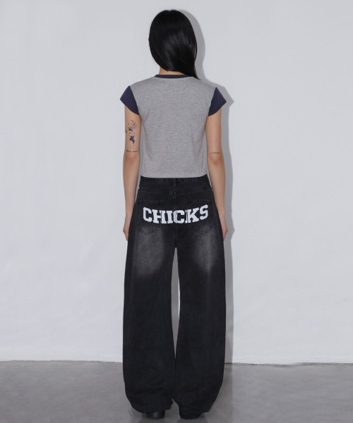 CHICKS(チックス)の「ベクサイン ミニマル ストレート デニムパンツ 黒青(デニムパンツ・レディース・ブルー系その他・FREE)」の5枚目の写真