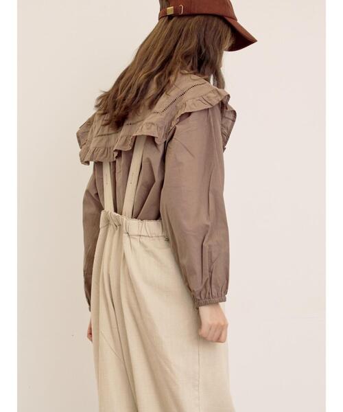 Samansa Mos2（サマンサ モスモス）の「ビッグカラーブラウス（シャツ/ブラウス・レディース・オフホワイト/ブラック/ブラウン・F）」の6枚目の写真