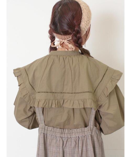 Samansa Mos2（サマンサ モスモス）の「ビッグカラーブラウス（シャツ/ブラウス・レディース・オフホワイト/ブラック/ブラウン・F）」の15枚目の写真