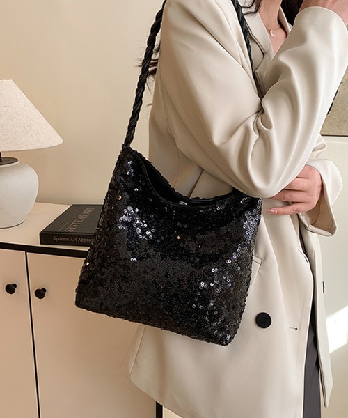 DRESS PLUS（ドレスプラス）の「スパンコールショルダーバッグ 大容量（ショルダーバッグ・レディース・シルバー/ブラック・フリー）」の7枚目の写真