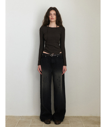 Damaged Black Denim Pants Black