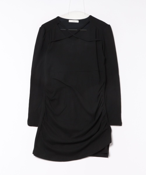 Nia(ニア)の「Nia(ニア)/スリムフィット ギャザーデザイン ミニワンピース(ワンピース・レディース・グレー・MEDIUM/SMALL)」の8枚目の写真