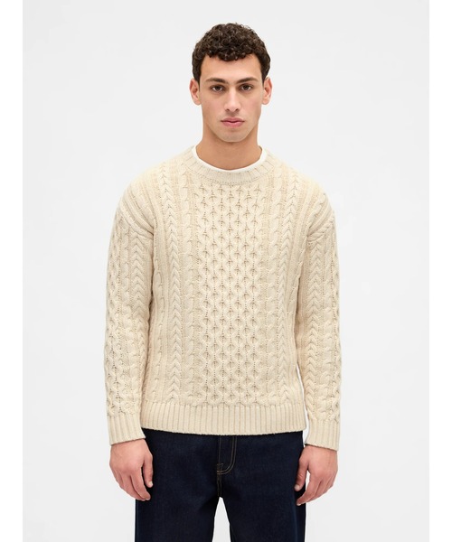 GAP（ギャップ）の「リラックスフィット ケーブルニットセーター（ニット/セーター・メンズ・アイボリー/ネイビー・XL/L/M/S/XS）」の6枚目の写真