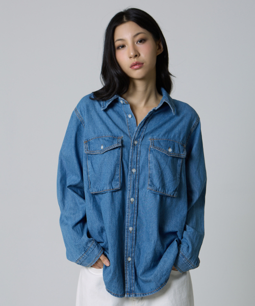 UNKNOWN PLANET(アンノウンプラネット)の「プラネットツーポケットデニムシャツブルー(シャツ/ブラウス・レディース・その他・FREE)」の1枚目の写真