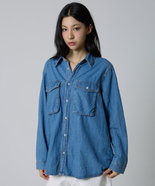 UNKNOWN PLANET(アンノウンプラネット)の「プラネットツーポケットデニムシャツブルー(シャツ/ブラウス・レディース・その他・FREE)」の3枚目の写真