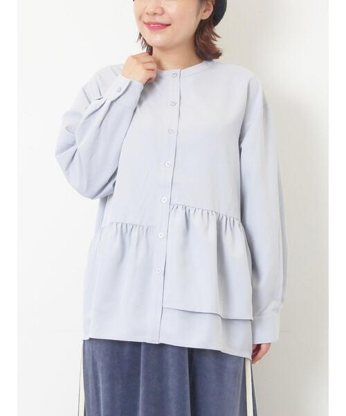 SM2（エスエムツー）の「切替ギャザーブラウス（シャツ/ブラウス・レディース・サックスブルー/ブラック/オフホワイト・F）」の3枚目の写真