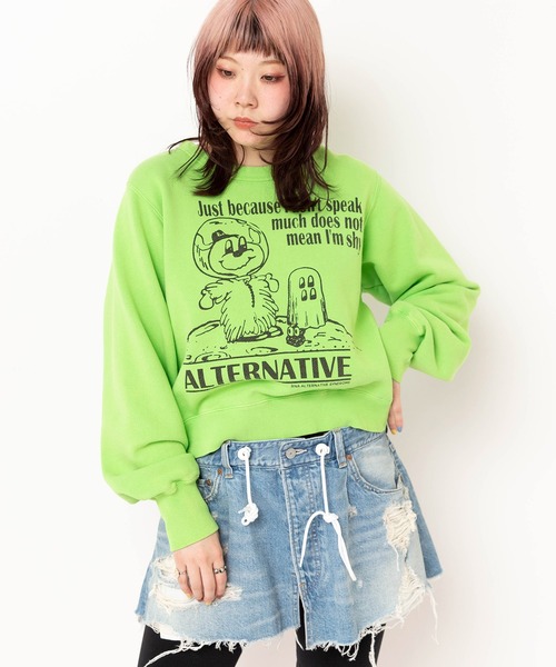 RNA(アールエヌエー)の「M2591 トンプキン宇宙トレーナー(Tシャツ/カットソー・レディース・ライム/ホワイト/ネイビー・MEDIUM)」の8枚目の写真