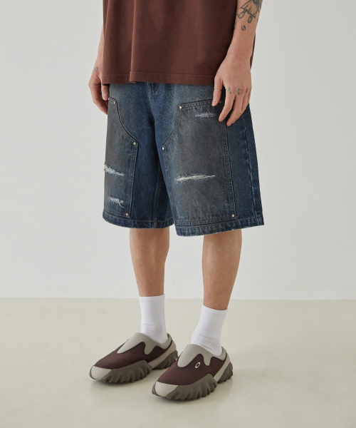 URBANSTOFF(アーバンストッフ)の「ダブルニーバミューダパンツ(ダーティーブルー)(その他パンツ・レディース・その他・LARGE/MEDIUM)」の1枚目の写真