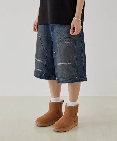 URBANSTOFF(アーバンストッフ)の「ダブルニーバミューダパンツ(ダーティーブルー)(その他パンツ・レディース・その他・LARGE/MEDIUM)」の2枚目の写真